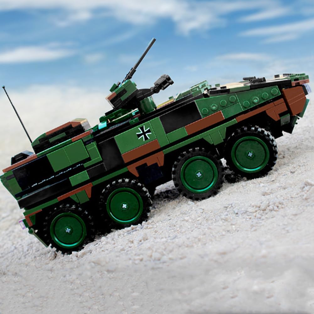 JOMIOD Technik Panzer Bausteine Bausatz, 808 Klemmbausteine 1:30 WW2 GTK Boxer Bundeswehr Militär Panzer Modell, Konstruktionsspielzeug Geschenk für Erwachsene und Jugendliche