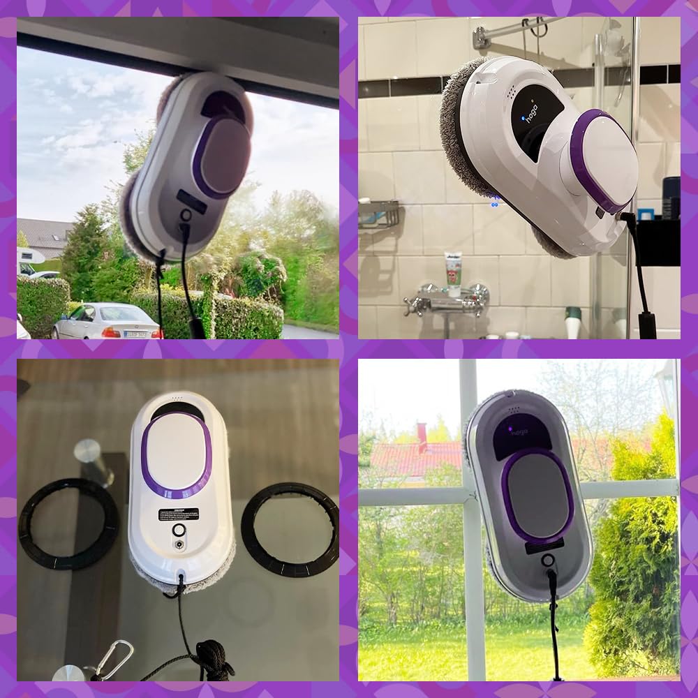HOGA W10 Robot Pulisci Vetri Avanzato con Corda di Sicurezza, Telecomando e 10 Panni di Pulizia - Leggero, Efficiente e Sicuro per la Pulizia Automatica dei Vetri