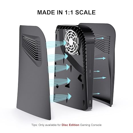 innoAura P5 Plates Cover Faceplates for 2020 Model P5 Disc Edition, Enhanced Cooling Vents & Dust Filter, Anti-Scratch Protective Case with Heat Dissipation Design, Black