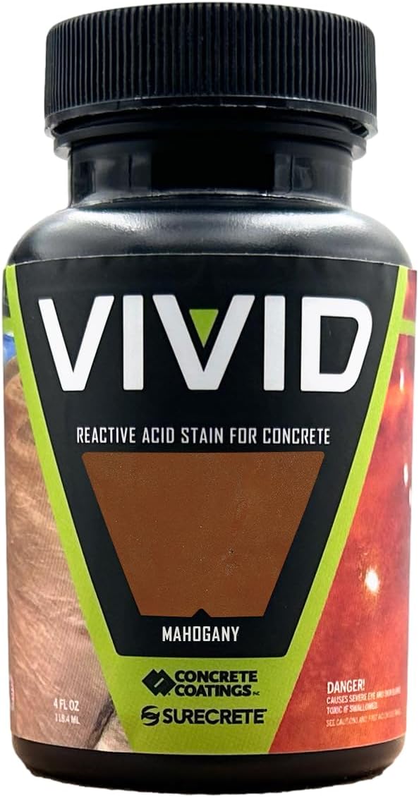 CC Concrete Coatings Vivid Acid Stain for Concrete | Mahogany | 4 oz Tester