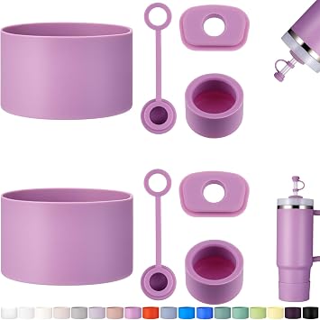 HYZ 8pcs Stanley Cup Accessories, Spill Proof Stopper & Boot Set, Lilac