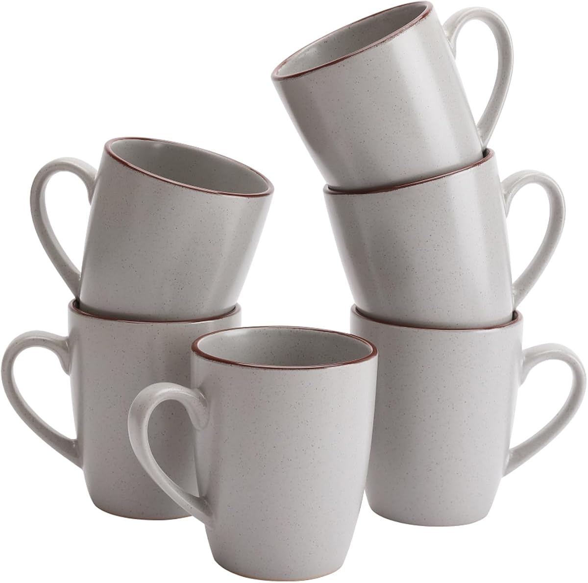 famiware Venus Coffee Mugs Set of 6, 13 oz Ceramic Stoneware Mug Cup Set | Coffee Mug with Handle for Tea, Latte, Cappuccino, Cocoa, Milk, Microwave and Dishwasher Safe, Ligth Gray