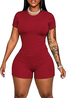 chicyes Workout Sets For Women Casual Summer Lounge Outfits 2 Piece Short Gym Sets Matching Clothes