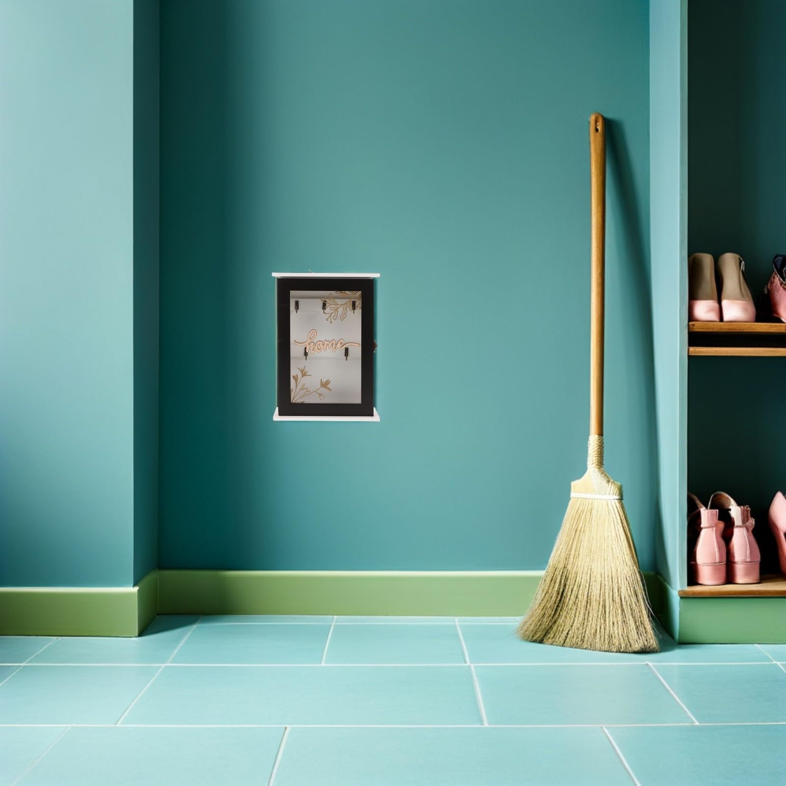 Luxshiny Armario de Llaves de Madera Rústica Negro, Organizador Colgante para Pared con Cerradura, Caja de Almacenamiento para Entrada y Oficina, Llavero de Pared Decorativo y Funcional