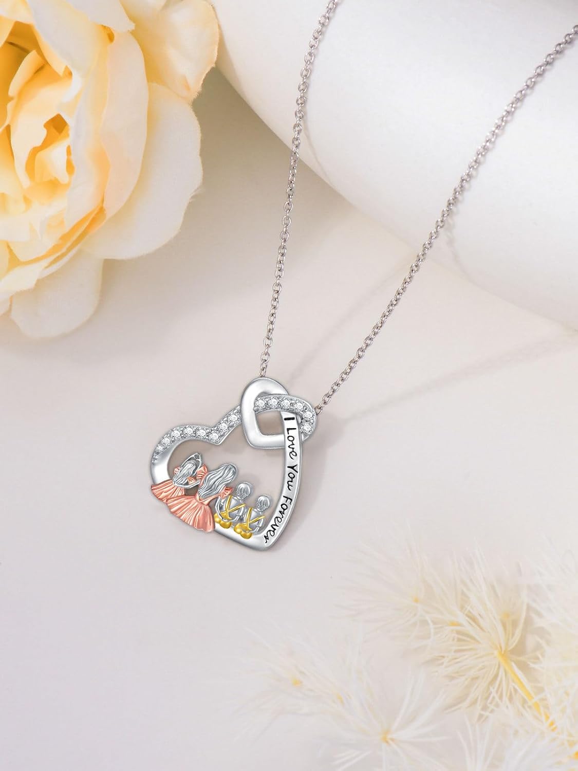 Dorunmo Mother and 1/2/3 Daughters/Son Necklace 925 Sterling Silver Mom Necklace Sisters Jewelry Heart Pendant Christmas Jewelry for Women - Image 4