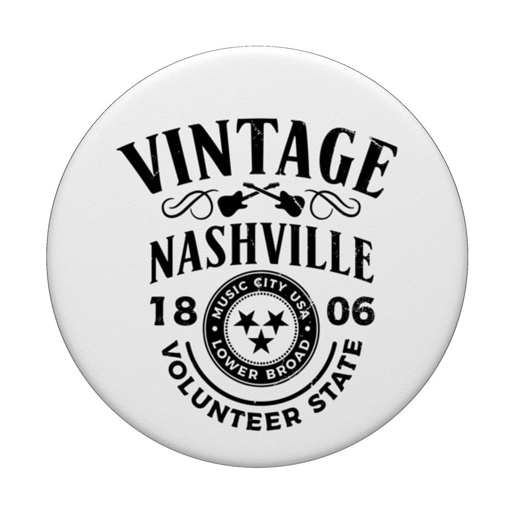 Vintage Nashville Music City Lower Broad Distressed Souvenir PopSockets Swappable PopGrip, Black - Image 3