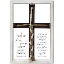 Surfapans A Cord of Three Strands Wedding Ceremony Wall Decor 15"X10" Sand Unity Knot Braid Art Cross Rope Sign Ecclesiastes 412 for Couple Anniversary Christian Marriage White
