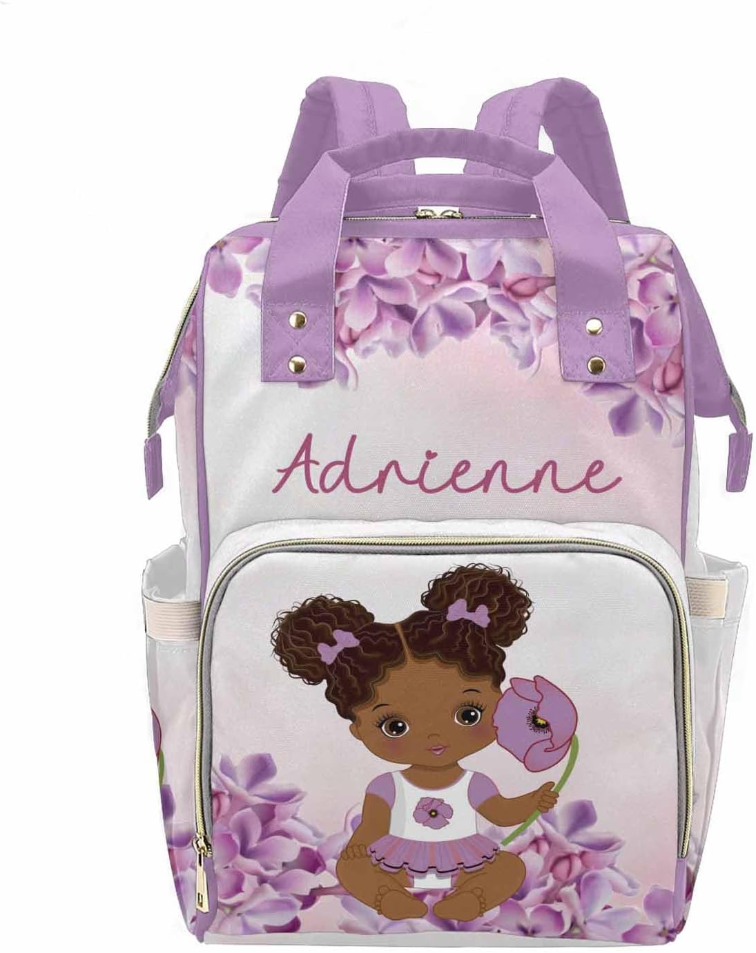 M YESCUSTOM Personalized Flower Diaper Bag Custom Multi Function Name Mommy Bag Customized Gift for Mothers Day Fathers Day