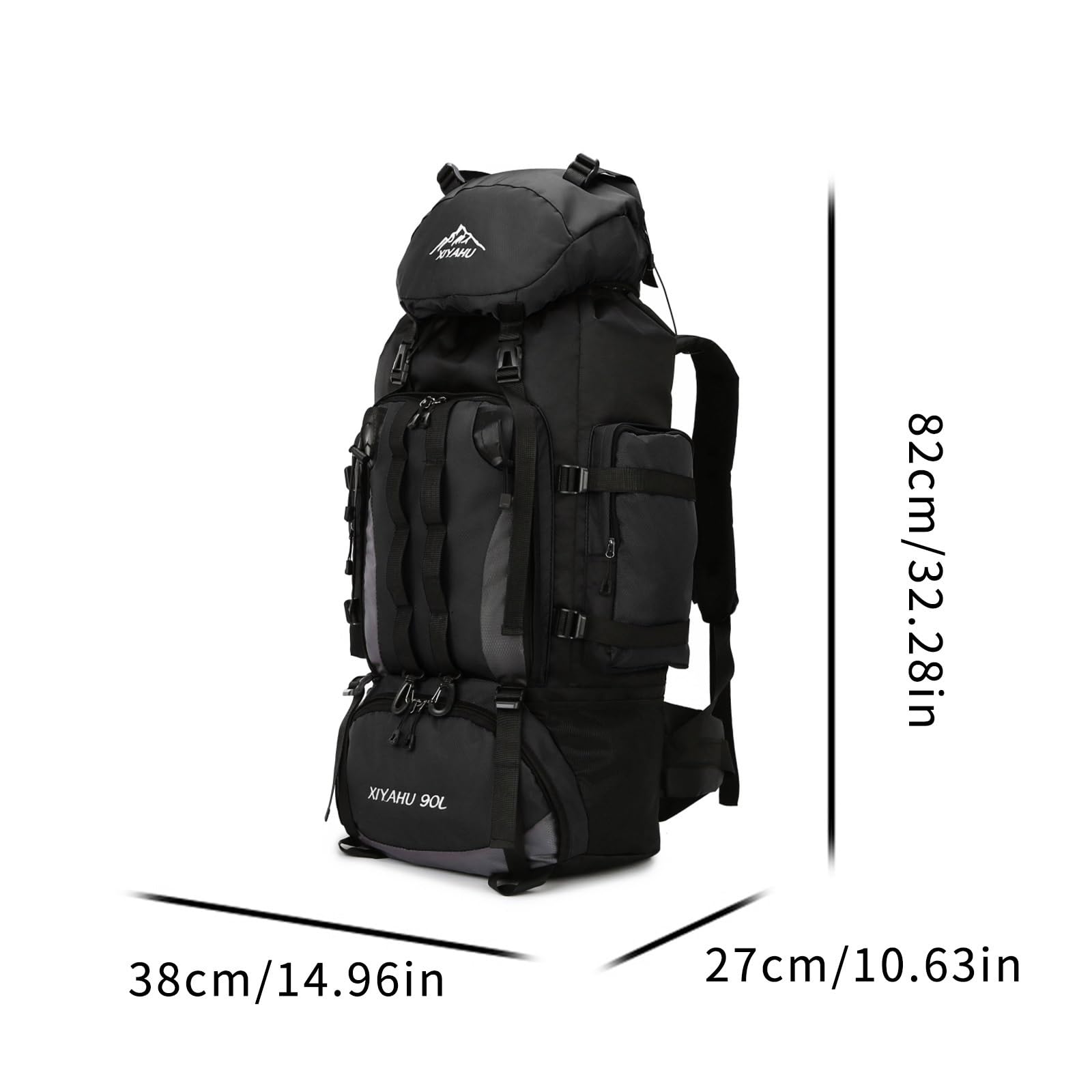 90L piesze wycieczki plecak kempingowy torba trekkingowa plecak o dużej pojemności podróżny sprzęt sportowy na świeżym powietrzu dla mężczyzn(Black)