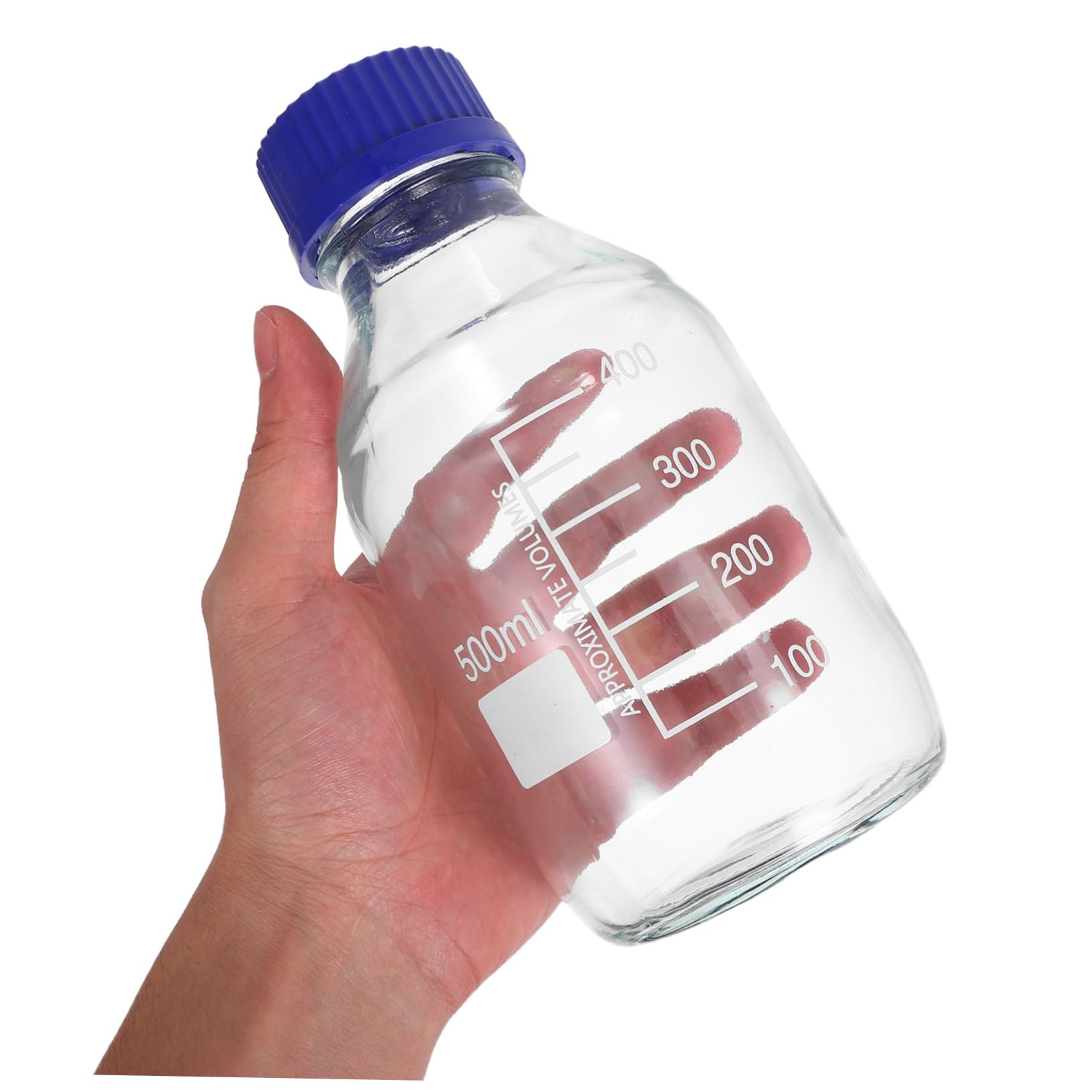 Zerodeko 2 Stück Laborflaschen aus Glas 500ml mit Blauem Schraubverschluss Auslaufsichere Reagenzflaschen mit Skala für Chemische Forschung und Laboranwendungen