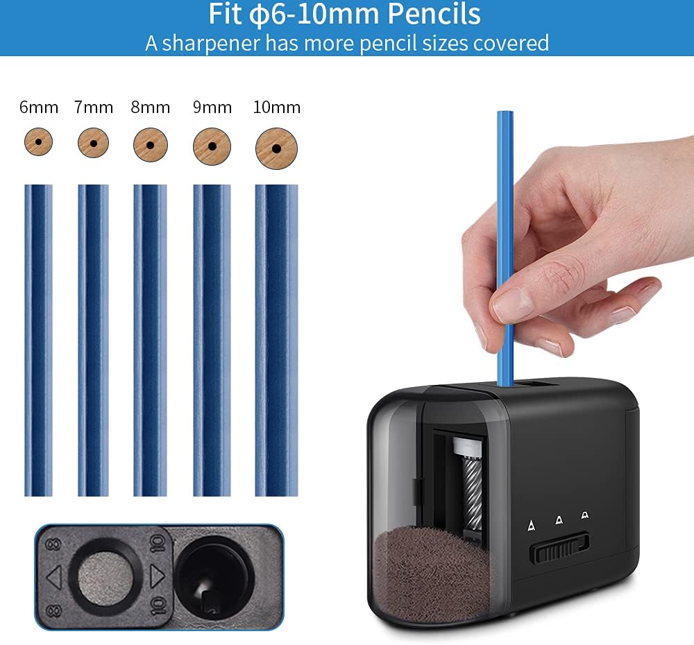 AFMAT Electric Pencil Sharpener - Premium Pencil Sharpener for Kids - Adjustable Fast Colored Pencil Sharpener - Electric or Battery Operated, Portable Size for Handheld, Ideal for School/Kids Gift