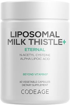 Codeage Liposomal Milk Thistle+ Supplement, Silymarin, NAC, 60 Capsules Codeage Liposomal Milk Thistle+ Supplement, Silymarin, NAC, 60 Capsules