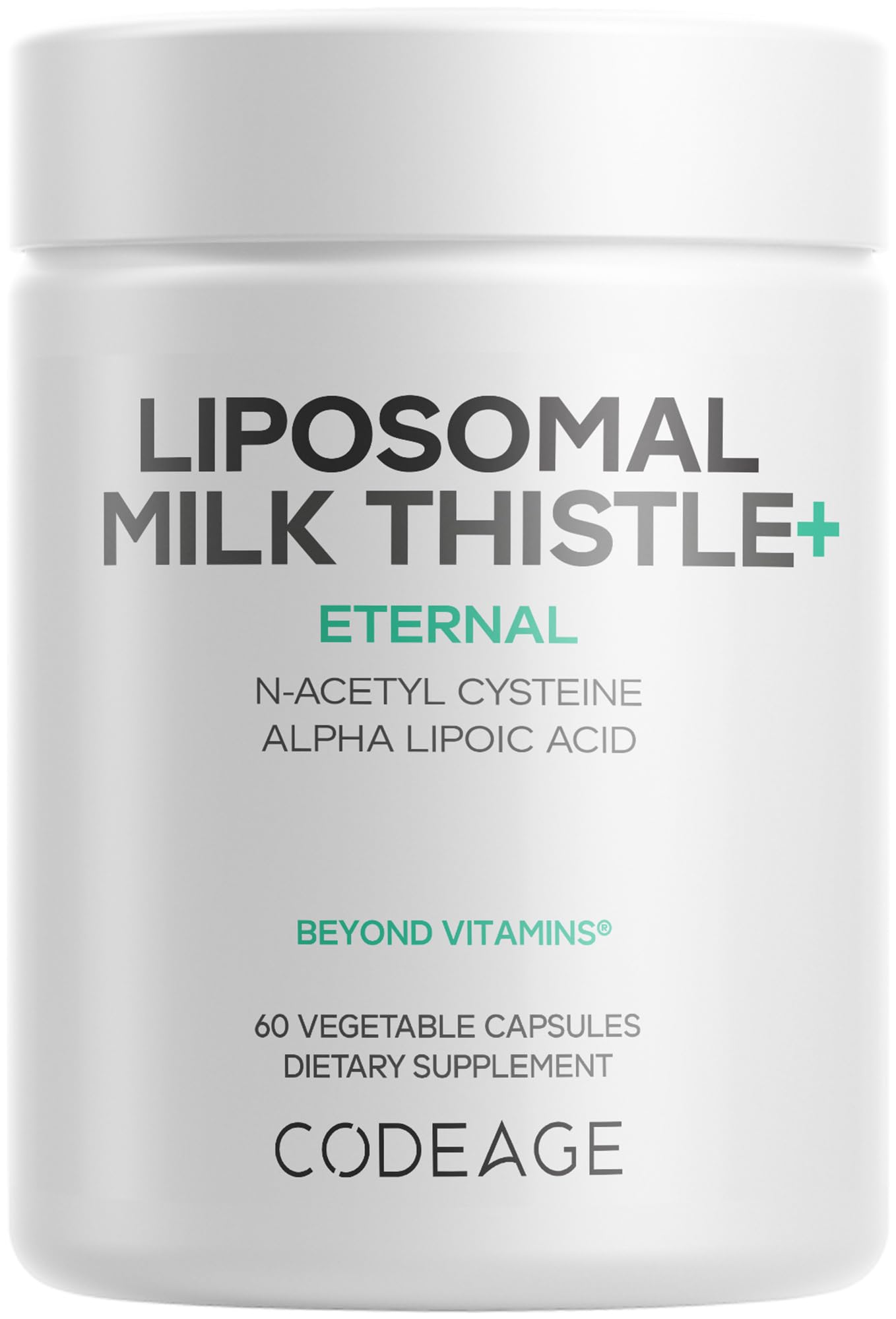 Codeage Liposomal Milk Thistle+ Supplement, Silymarin, NAC, 60 Capsules