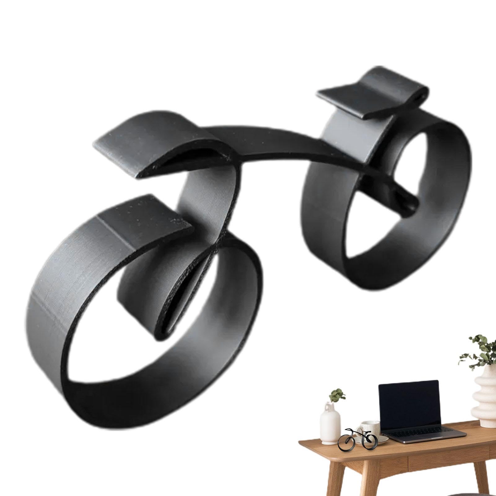 Escultura minimalista de bicicleta – Escultura de silueta de bicicleta | Adorno de bicicleta estilo enmarcado de alambre acrílico | Escultura artística de bicicleta negra para escritorio en casa,