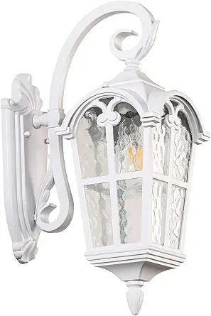 Outdoor Wall Lights for Porch, Patio, Garage - 17.1'' H White Exterior Lighting Fixtures, Waterproof & Anti-Rust Outside Wall Lantern, Vintage Outdoor Lights Wall Mount for House Exterior