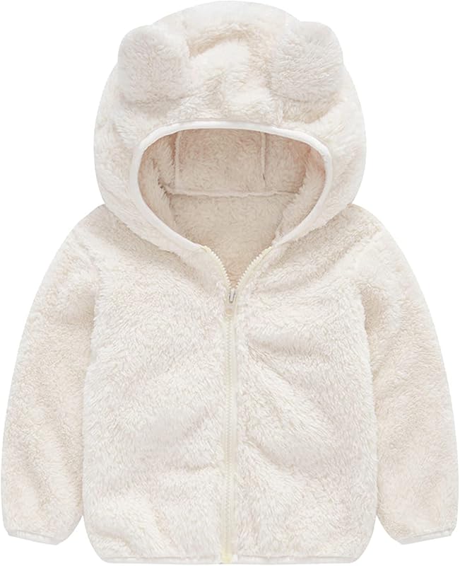 Toddler Baby Girls Boys Fleece Jacket Bear Ears Full Zip Hoodie Coat Faux Fur Fuzzy Sherp𝐚 Thicken