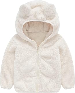 Toddler Girls Boys Fleece Hoodie Jacket Coat Zip Up Warm Baby Winter Outwear 3D Bear Ears Hooded Coats Fuzzy Sherpa Thicken Plush Sweatshirt