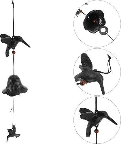 Miniatura 4 de Creative Hummingbird Retro Iron Wind Chime Hanging Doorbell Decor for Home Outdoor Use with Clear Sound and Cozy Atmosphere