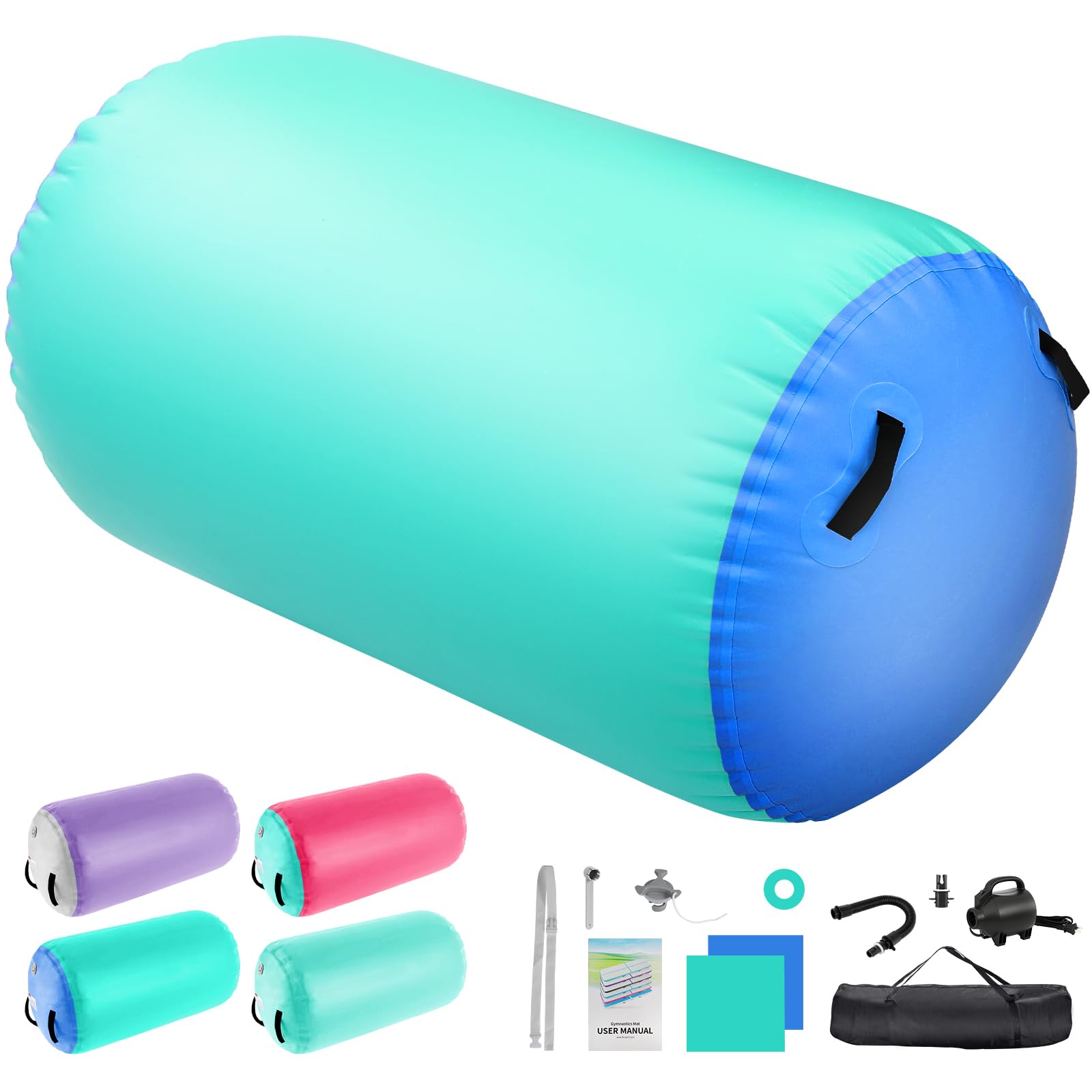 Inflable Air Roller con Bomba Eléctrica 600W | Rodillo de Yoga, Colchoneta para Gimnasia, Fitness y Volteretas | Entrenamiento de Equilibrio