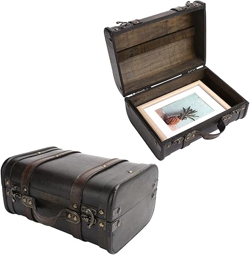 Miniatura 7 de Maleta de madera retro decoración caja de tiro accesorios portátil caja de almacenamiento de comestibles para caja de utilería estilo nacional