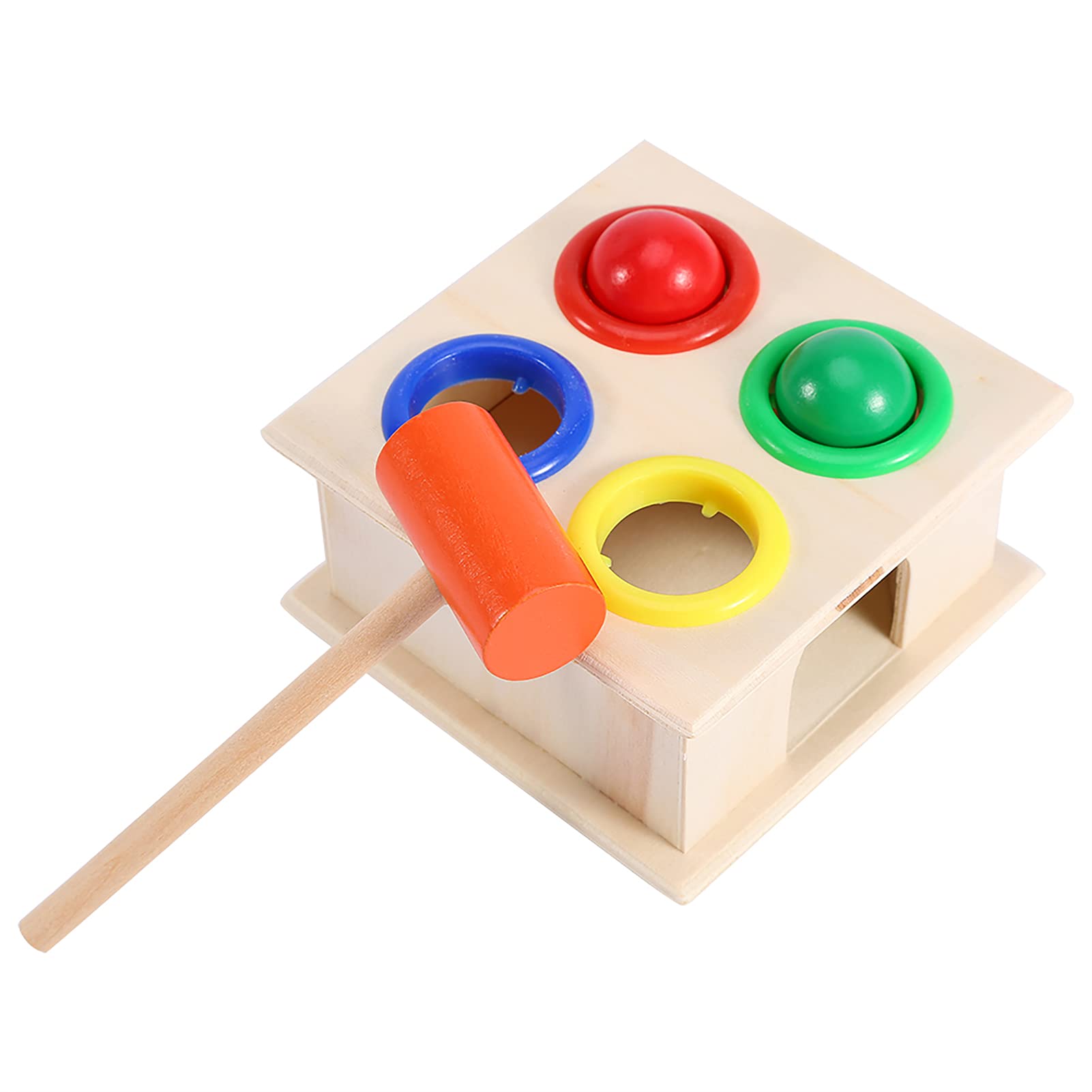 Wooden Toy Hammer and 4-Ball Set, Kids Children Game Early Learning Educational Toy