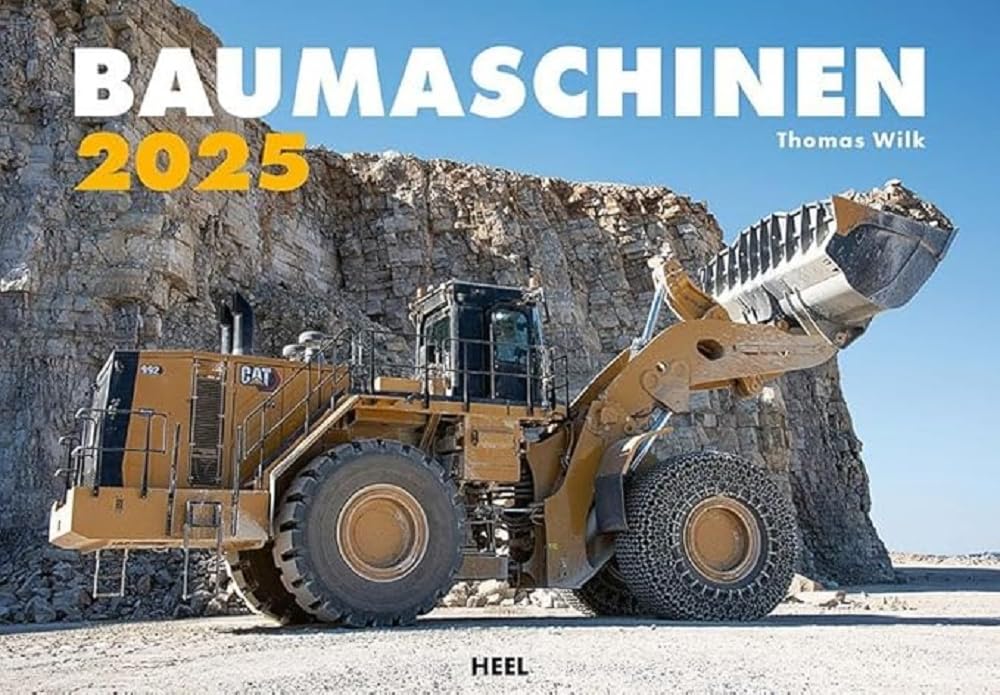 Calendario delle macchine edili 2025: scatti impressionanti di enormi macchine da costruzione in uso. Calendario da parete