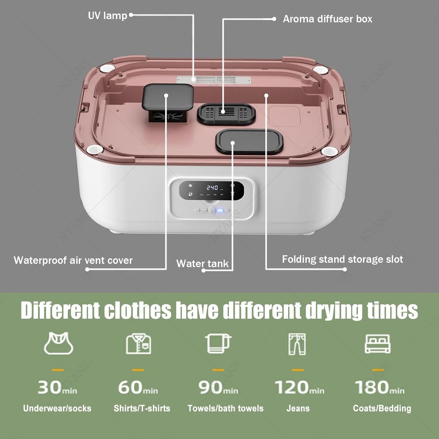 NYANS Electric Steam Clothes Dryer, Collapsible Automatic Wireless Dryer, Vertical Steam Dry Clean Closet for Home, for Clothes & Fabric, with Remote One-Key Care, Quick-Drying Steam