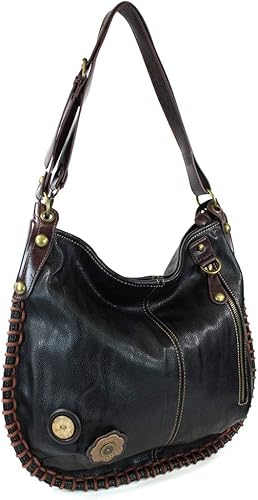 Miniatura 6 de CHALA Hobo Style - Bolso grande de hombro con bolsa y cartera con cremallera Chala Combo (combo de girasol negro y cruzado deslumbrante), Combo