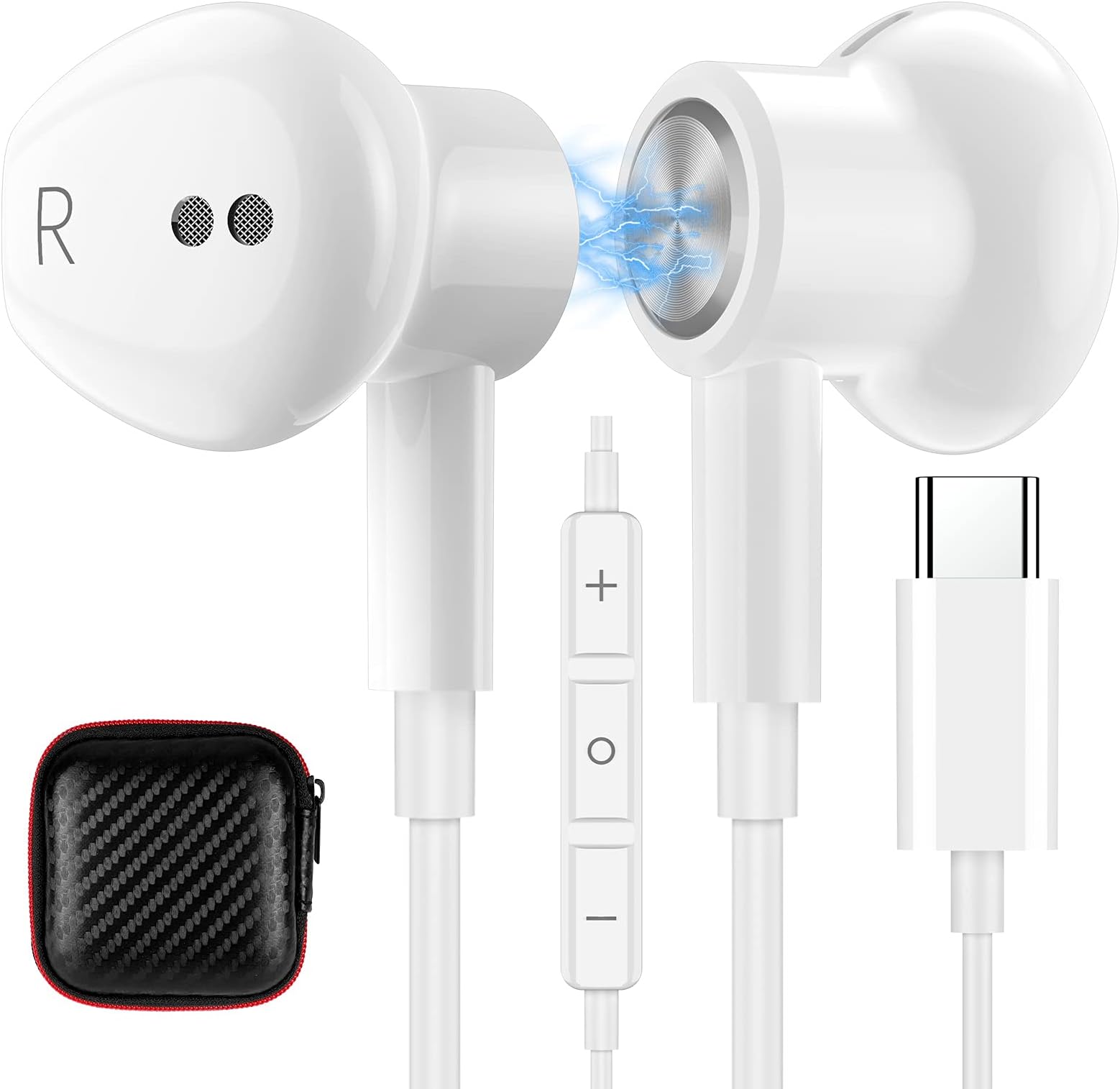 USB C Headphones Magnetic Wired Earbuds for iPhone 17 Pro Max 16 15 16e 17e | Noise Isolation In Ear Headphone with Mic Type C Earphone for Samsung S26 Ultra S25 S23 A17 Z Flip 8 for iPad A16 Pixel 10a 9