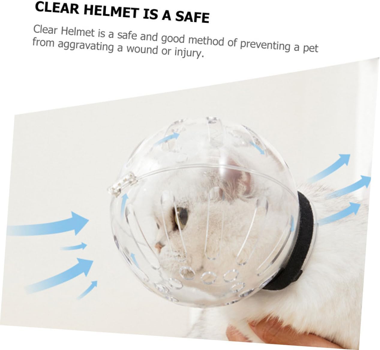 Ipetboom Clear Cat Helmet Adjustable Breathable Pet Head Cover for Post-Surgery Recovery Biting Scratching and