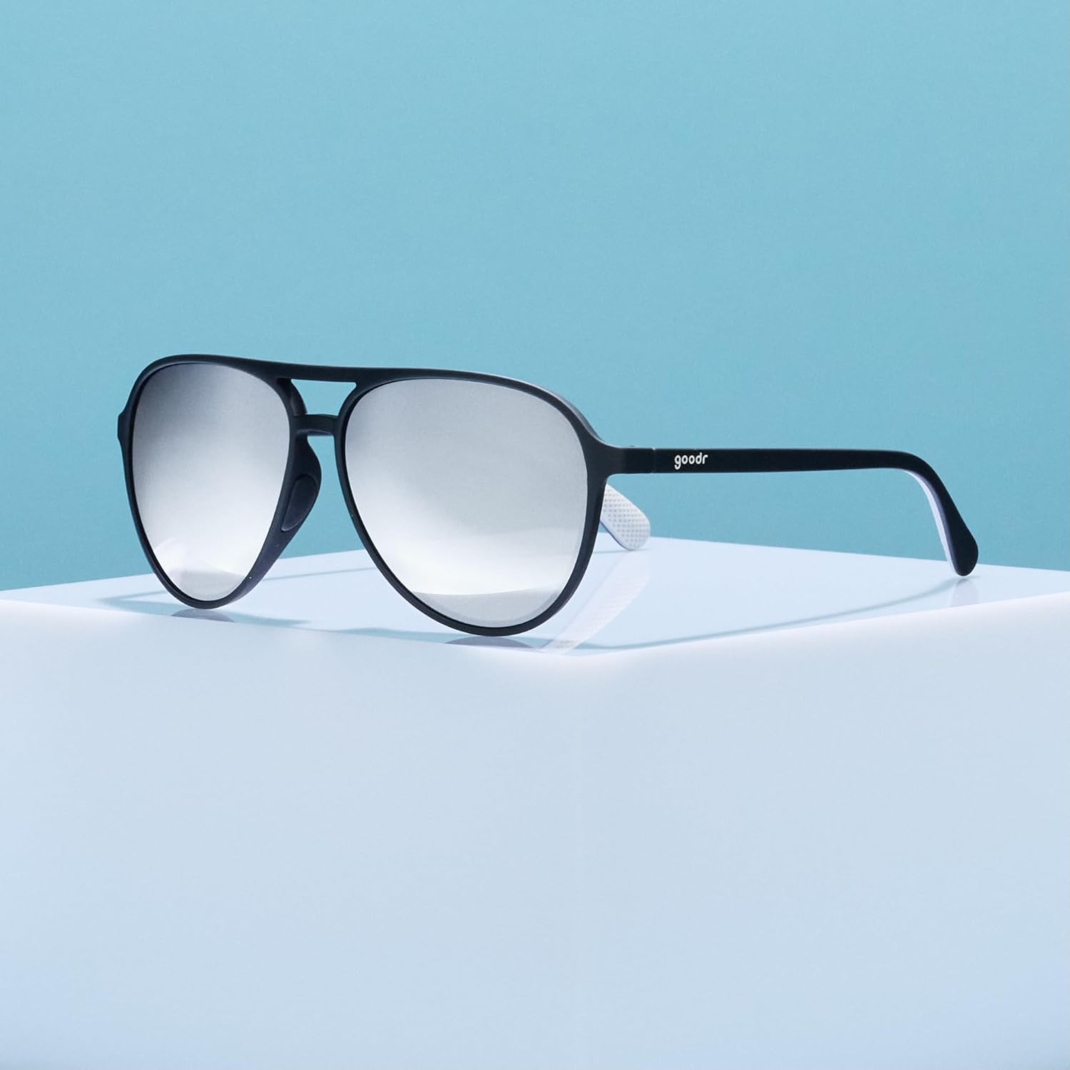 goodr Polarized Aviator Sunglasses for Women & Men - (Mach G)- Non-Reflective, Glare-Reducing Lenses - UV400 Protection - No Slip, No Bounce - Add the Chrome Package