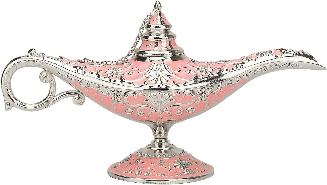 Legend Aladdin Lamp Magic Genie Wishing Light, Classic Arabian Nights Costume Props Lamp Table Decor for Home Wedding Party Halloween Birthday Beautiful Gift for Women Men(Lake Blue)