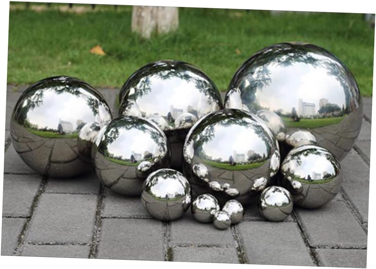 DULAI 2pcs Outdoor Sphere Ornament Reflective Garden Sphere Floating Pond Ball Mirror Surface Balls Garden Gazing Balls Home Decoration Ball Mirror Polishing Ball Bearing Decorations