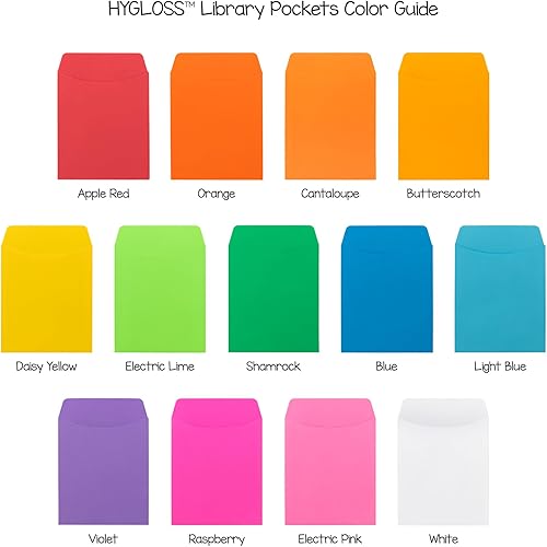 Miniatura 6 de Hygloss 15731 - Bolsillos para tarjetas de biblioteca de productos, perfectos para aulas, artes y manualidades y mucho más, autoadhesivos, 3.5 x 5