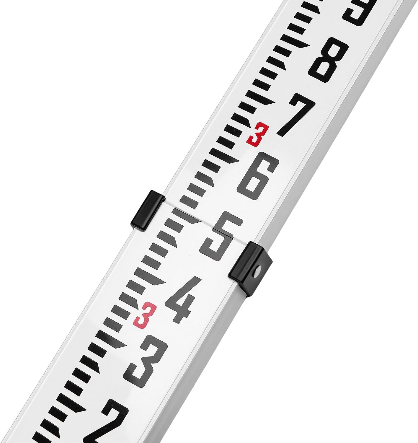QWORK 16-Foot Aluminum Grade Rod, 5-Section Telescopic Leveling Rod – Dual Sided Tenths & Inches Measurement Staff for Surveying, Grading & Construction – Heavy-Duty Graduated Pole