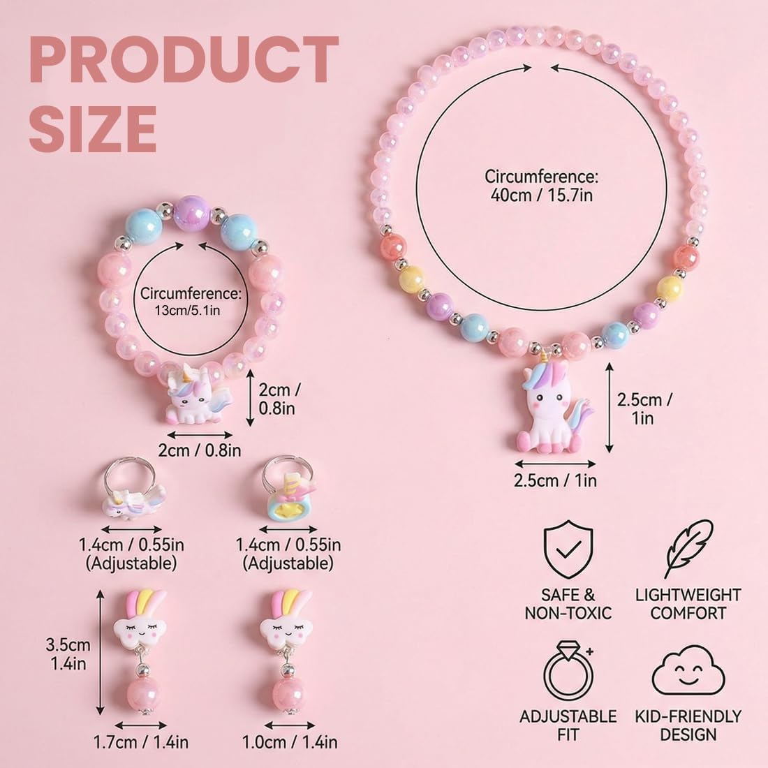 6 Pieces Unicorn Jewellery Unicorn Necklace Bracelet Earrings Rings Birthday Gift Unicorn Girl Gift