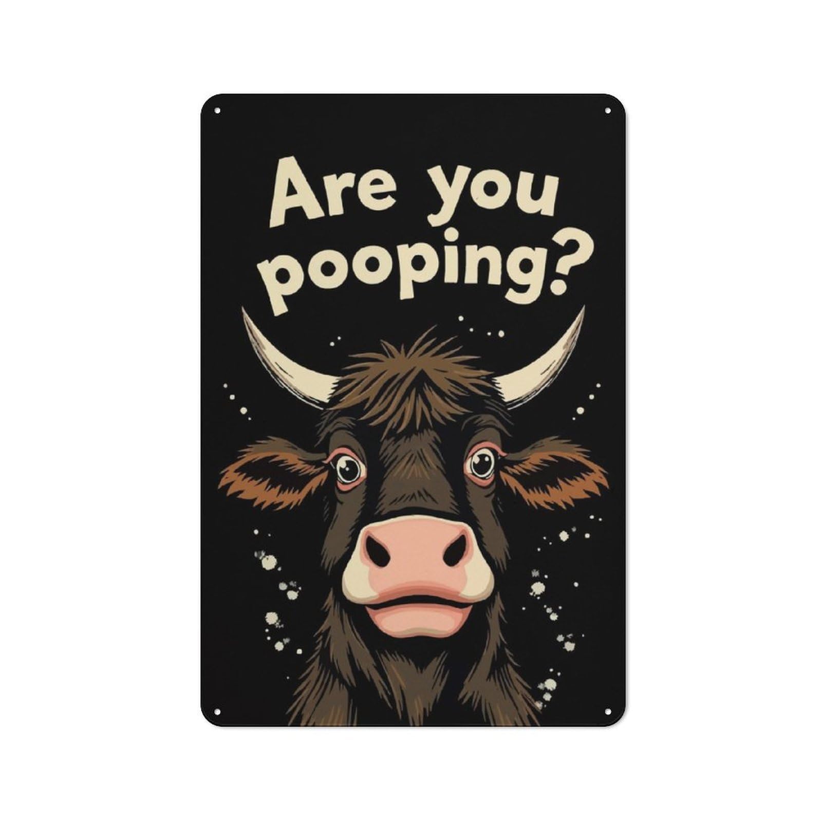 Junmoney Cow Pooping Meme Metal Plaque 30X20cm With For Garage Wall, Vintage Decor, Autumn Home Decor For Collectors Of Metal Signs