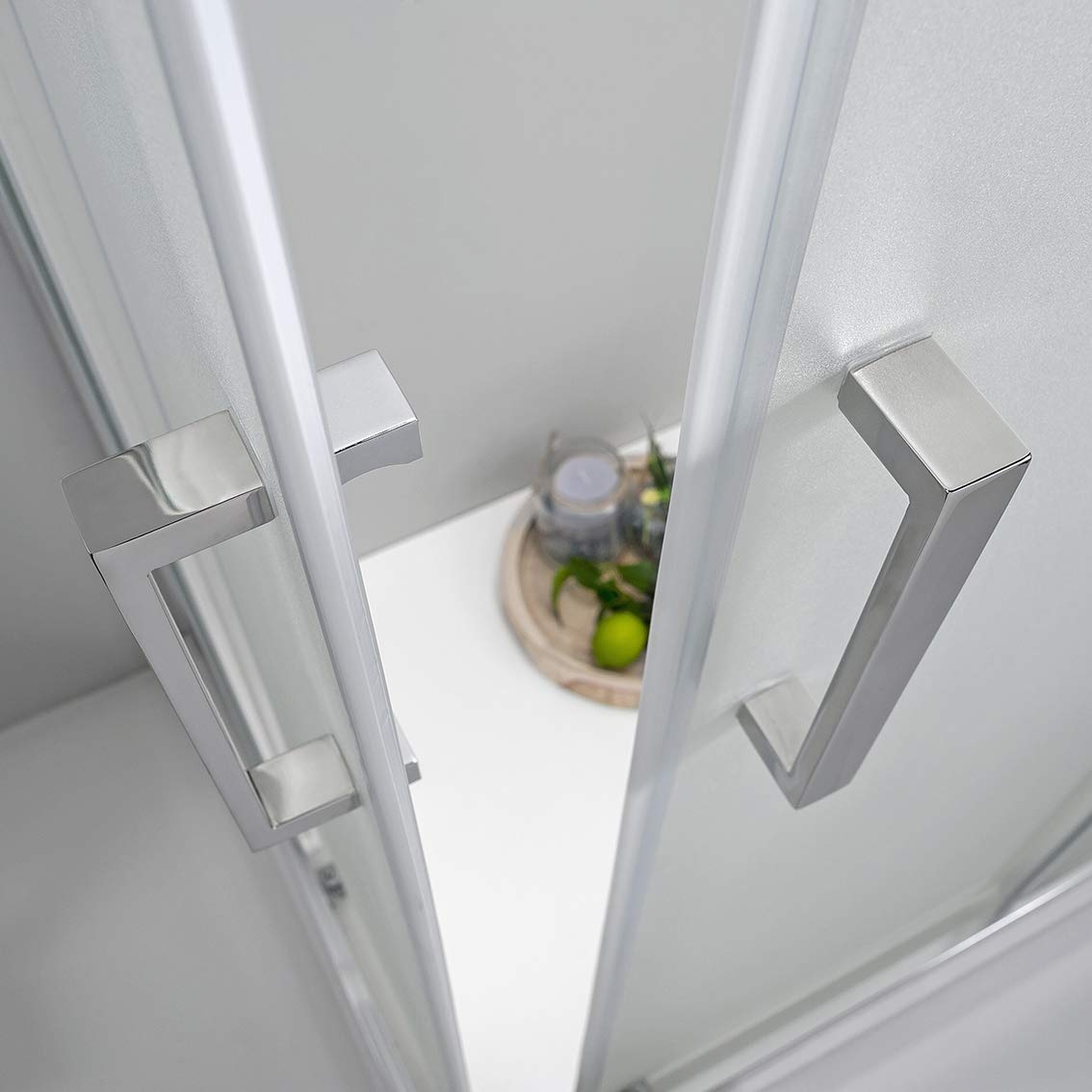Box Doccia Angolare 80x100 cm Scorrevole Vetro Opaco - Mod.Elite