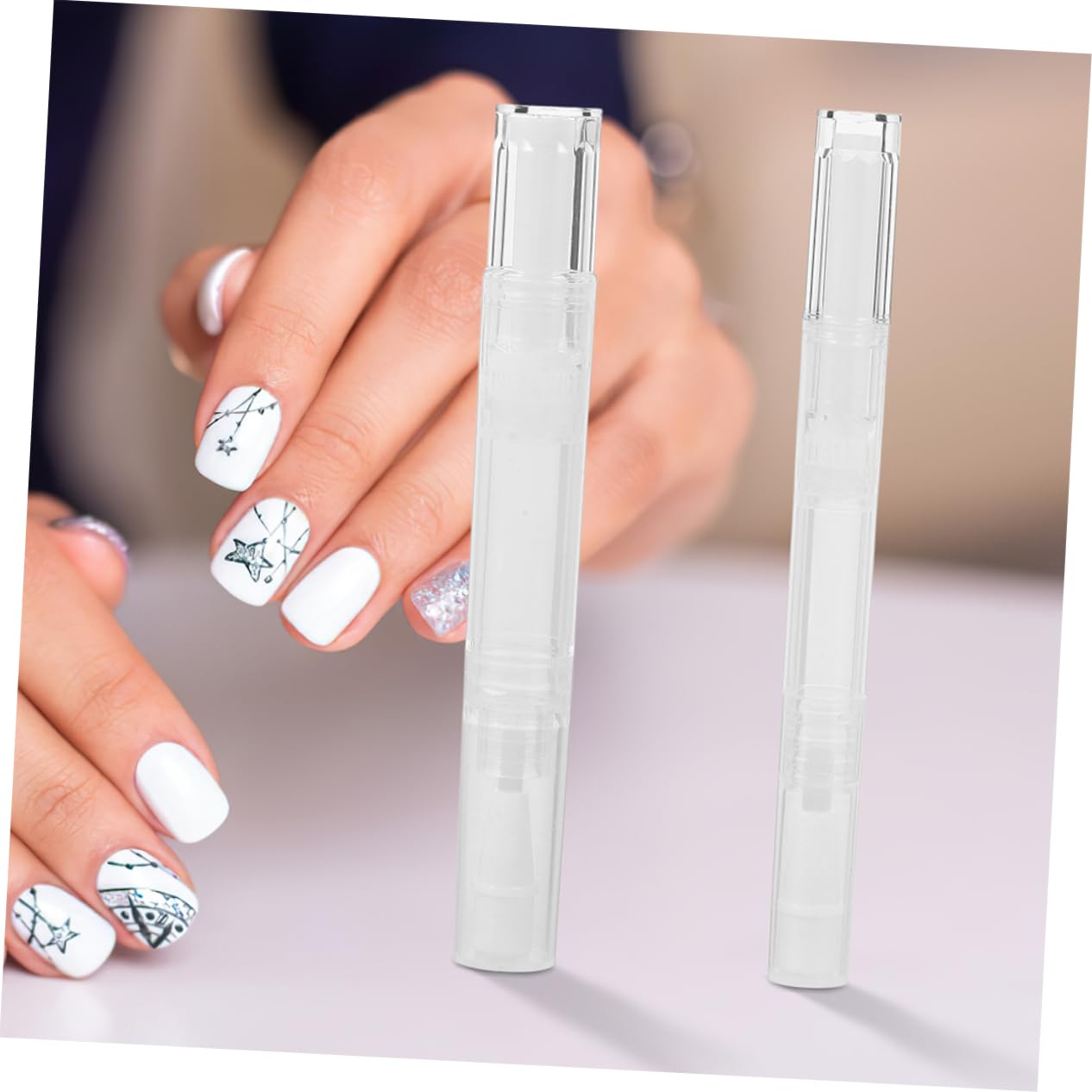 60pcs Nail Oil Pens Empty Cuticle Oil Applicators for Nail Nutrition Liquids Refillable Bottles Brush Tip Portable and Leak Design
