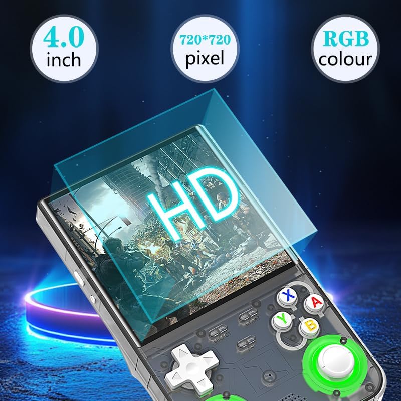 R36 Ultra Retro Handheld Game Console, with 128G Built-in 40000+ Games, 3000mAh Rechargeable, Support 20+ Simulators, Linux System, 4.0 Inch IPS Screen Portable Pocket Arcade (Transparent Black) - Image 3