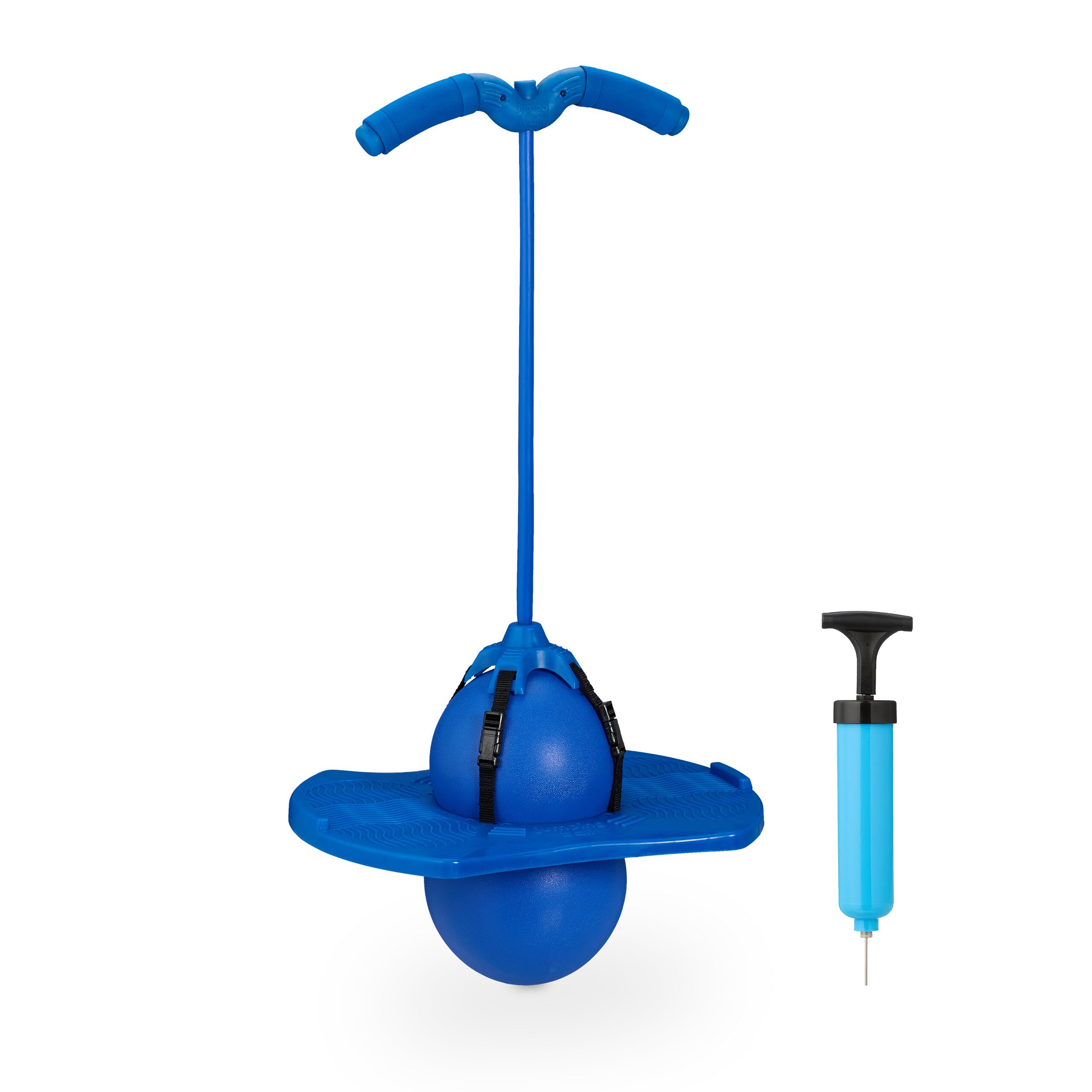 Relaxdays Pogo Ball Blau – Kindersprungspiel, Outdoor-Hüpfen mit Griffen