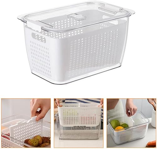 Miniatura 8 de Kichvoe Recipientes de almacenamiento de alimentos con tapas de doble capa para refrigerador, contenedor de almacenamiento para refrigerador, caja