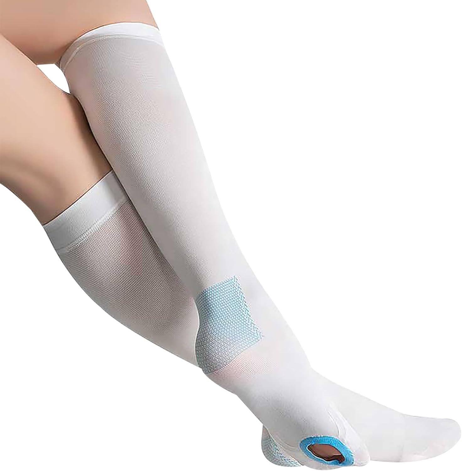 TED Hose Compression Stockings for Women & Men,Anti Embolism Knee-High Compression Socks with Inspection Hole,15-20mmHg Medical Compression Hose,Unisex White