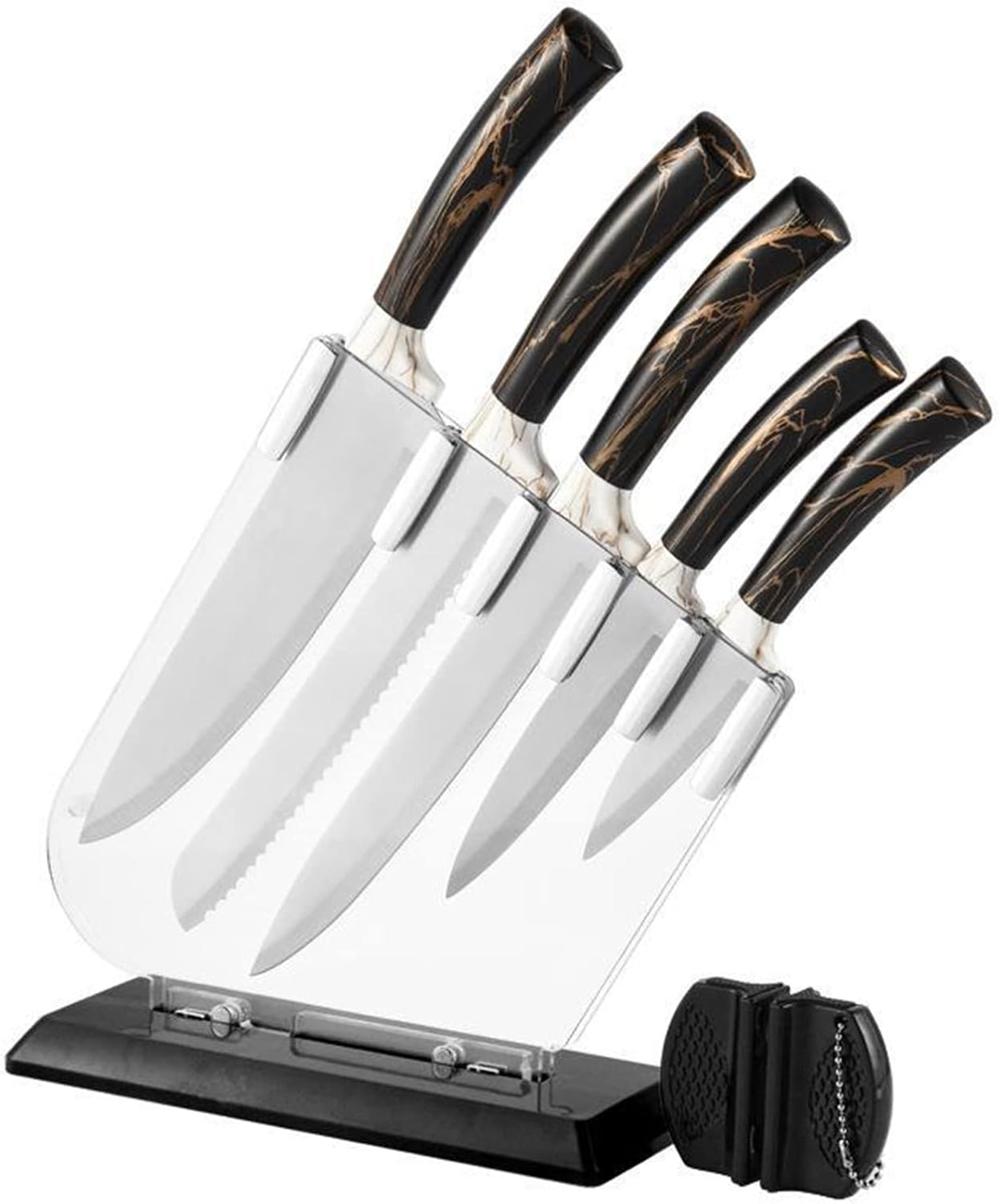 Kitchen Knife Set, Retrosohoo 7Pieces Sharp Black Marbling