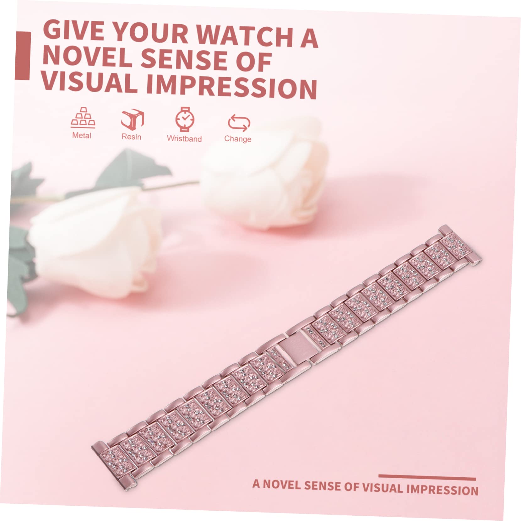 Hemobllo 3pièces Bracelet De Montre Blaze Métallique Avec Strass Remplacement Élégant Et Confortable Pour Montres Connectées Rose Poudré