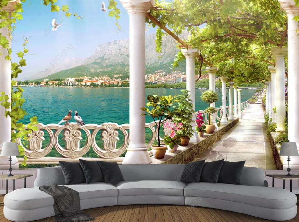 Poster geant mural paysage de lac 450x315cm, revêtement intissé haute définition