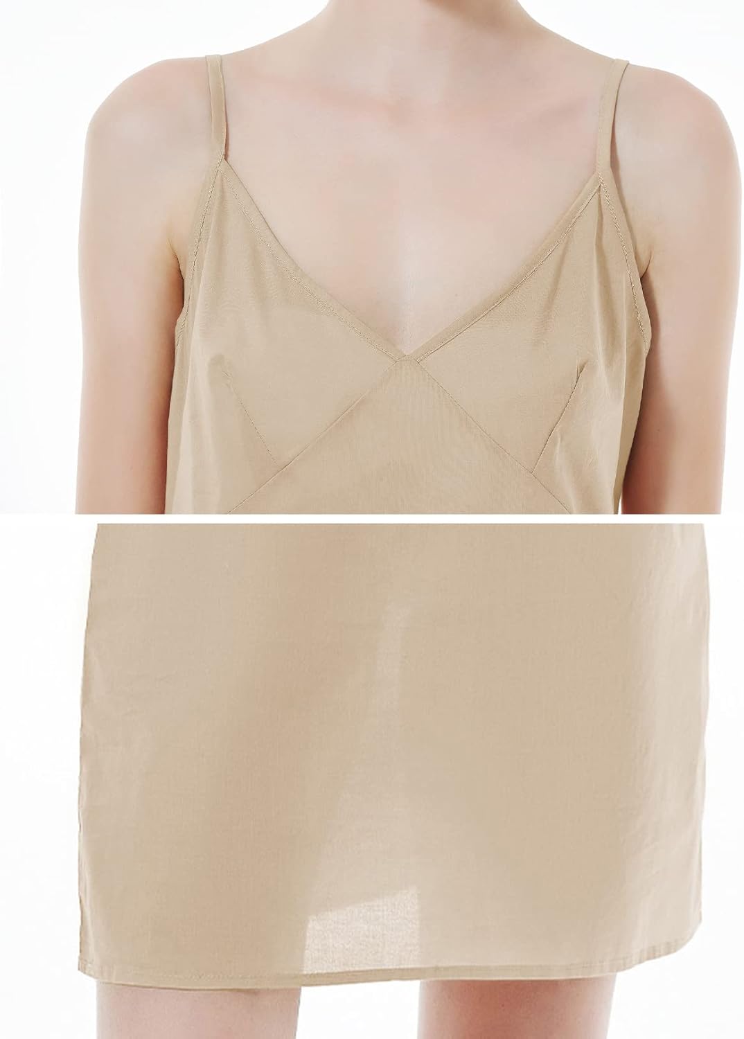 BEAUTELICATE Women 100% Dress Slip Cotton Slip Under Dress Above Knee Full Slip Adjustable Straps Nightgown - Image 5