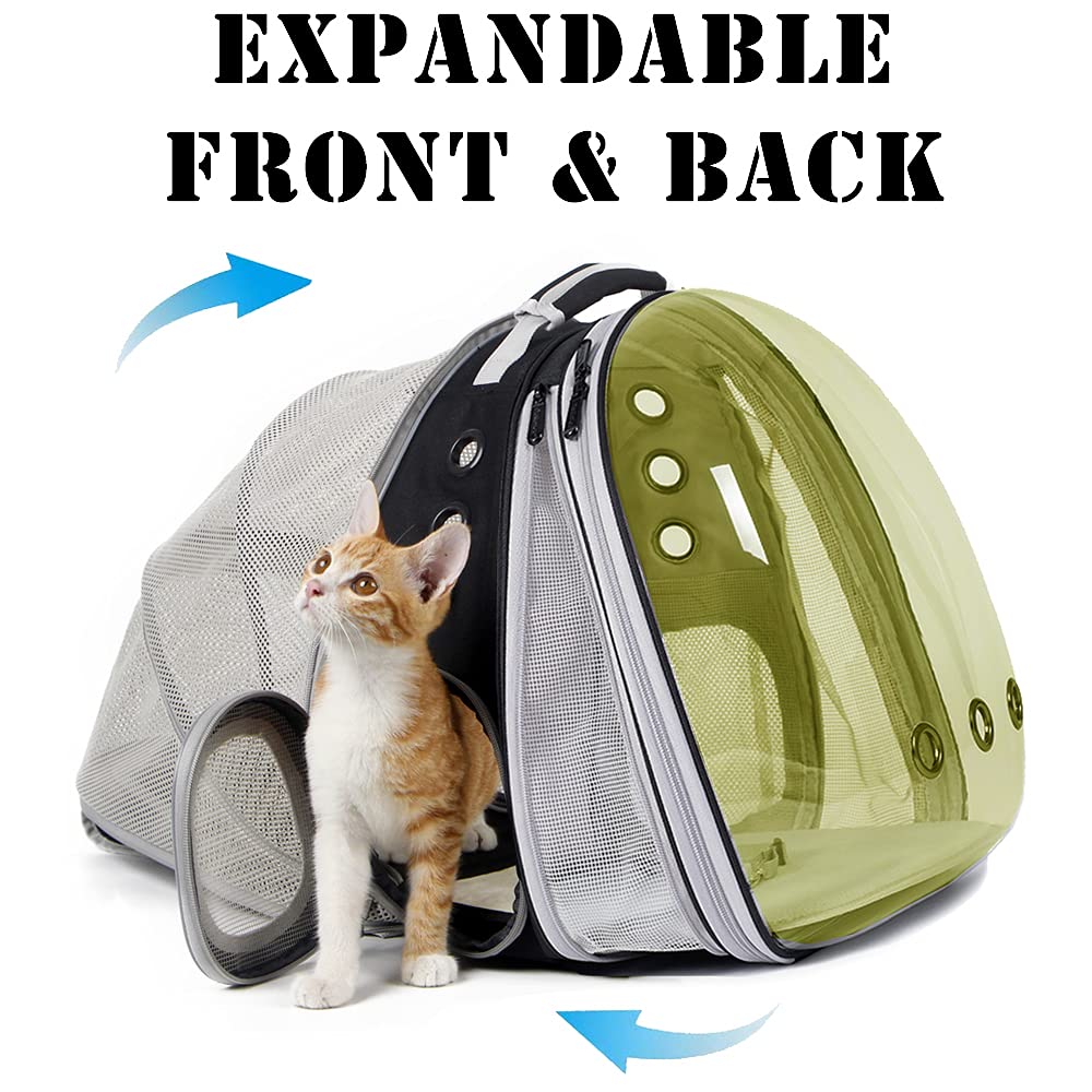 Mochila doble expandible polarizada para gatos, se adapta hasta 20 libras, cápsula espacial expandible delantera y trasera, transportador de mascotas de burbujas polarizadas para gatos grandes y