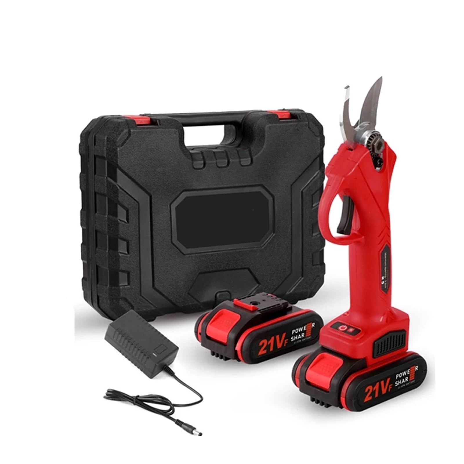 Portable Cordless Electric Pruning Shears Rechargeable Battery Powered Tree Branch Pruner Garden Clippers 25mm Cutting Diameter(RED)