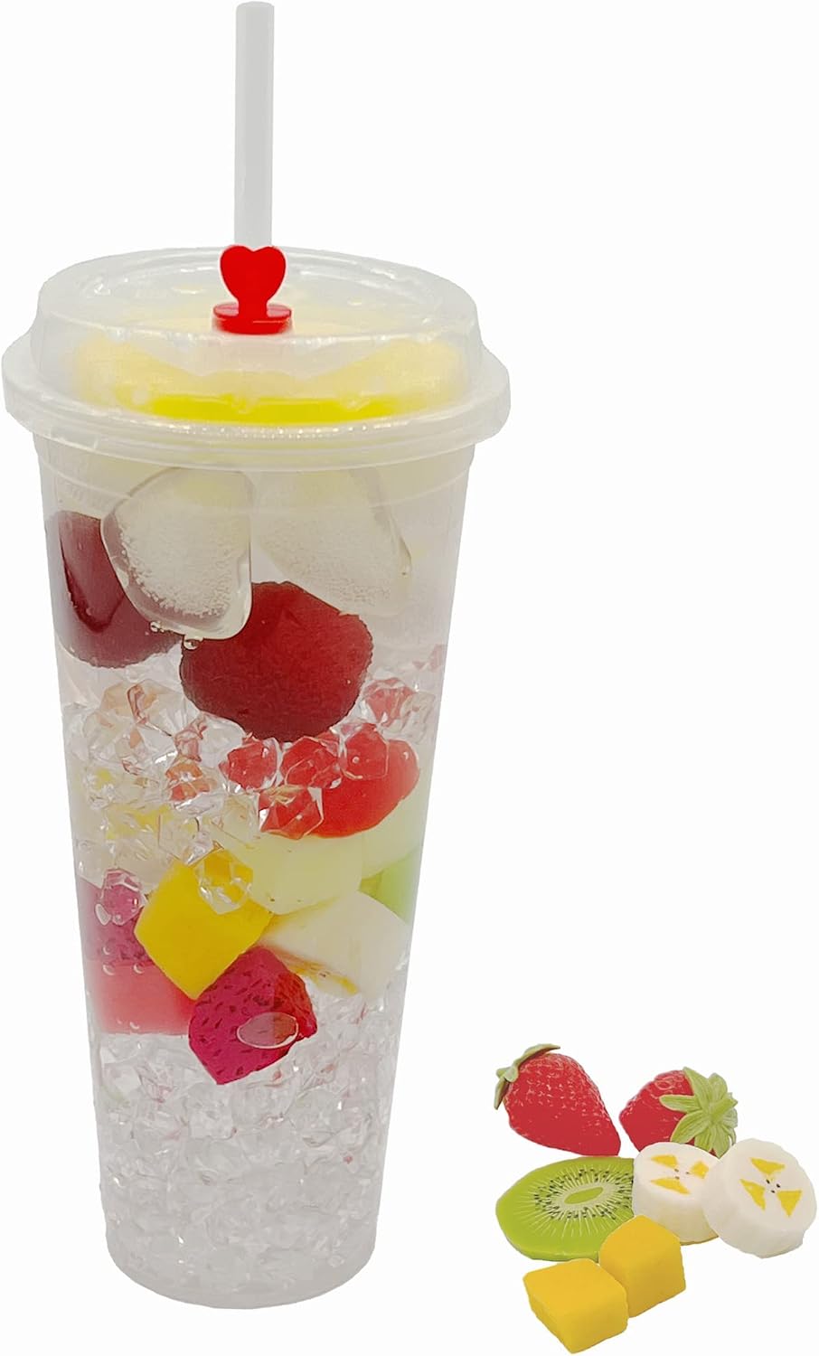 Tankon 150 Sets 24 oz Disposable Clear Plastic Cups with Lids and Straws 24oz. (Not Injection Cup. Only Injection Lid.)
